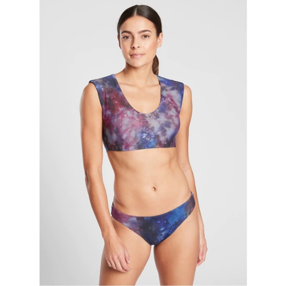 Athleta ABC Supernova Entwined Bikini Set tie dye top crop swimsuit cosmic - Picture 3 of 9